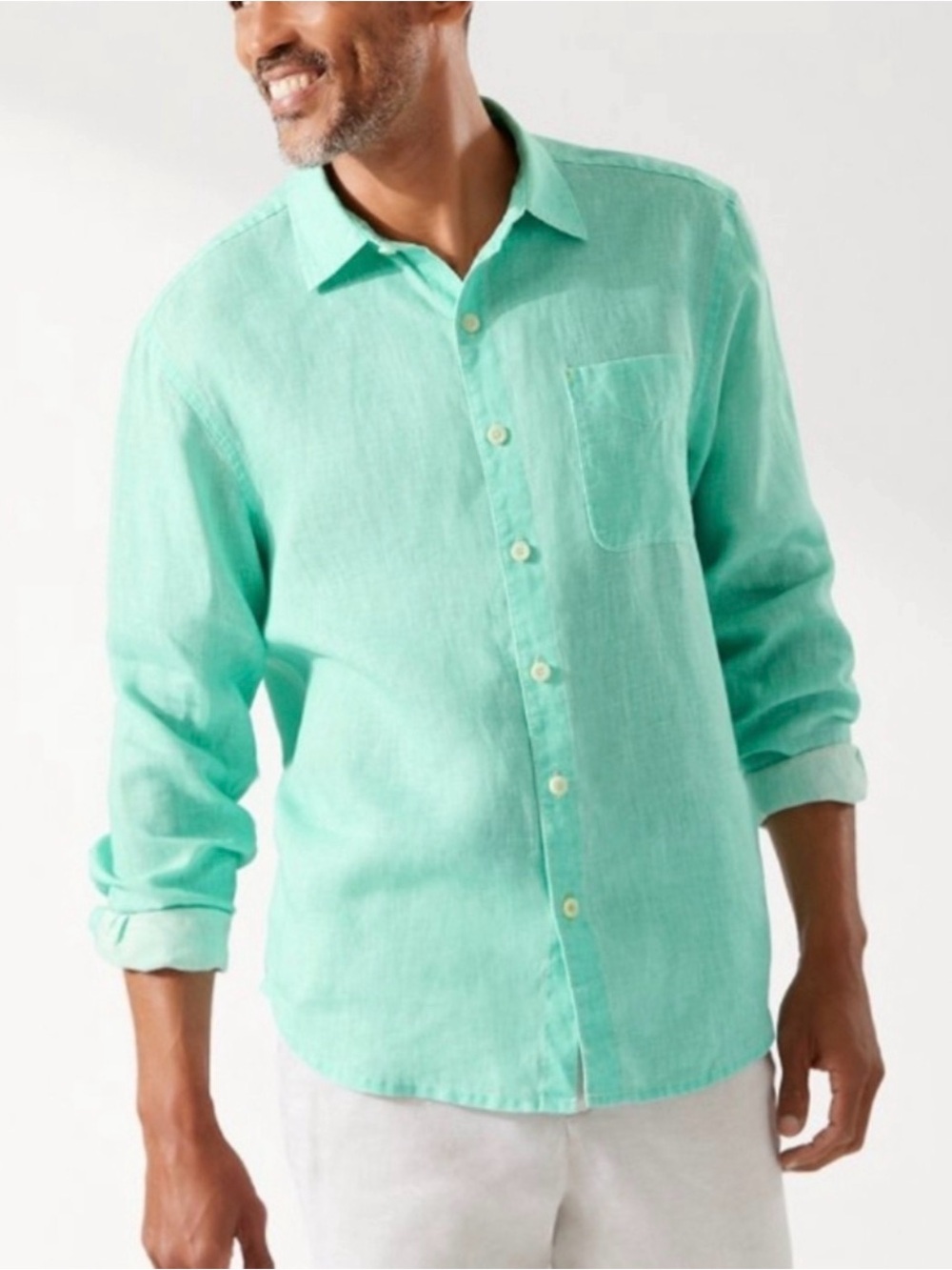 Tommy Bahama Sea Glass Breezer 100% Linen Long Sleeve Button Down Shirt Size XL